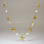 Collier Sautoir Doré Charms Coquillages & Étoile de Mer | Acier Inoxydable