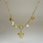 Collier Doré Charms Marins Pendentif Tortue | Acier Inoxydable