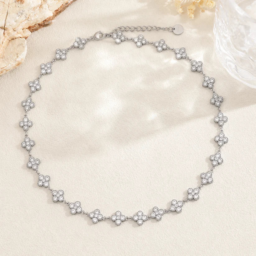 Collier Chance cristal en acier inoxydable argenté