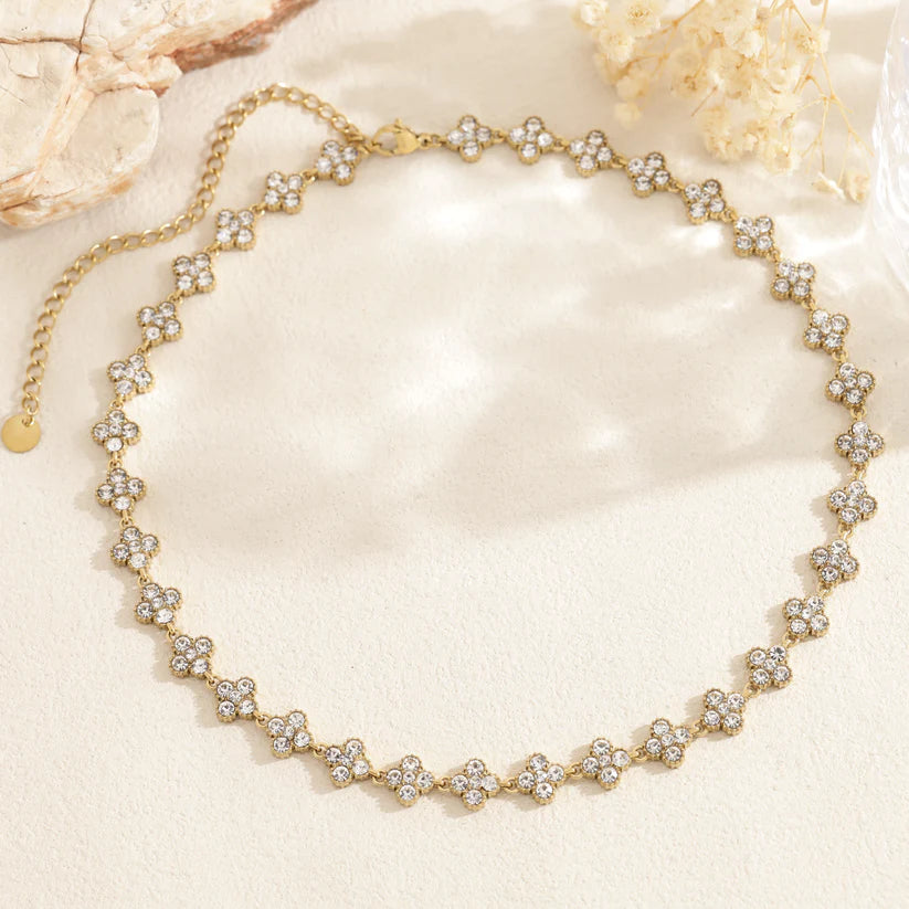 Collier Chance cristal en acier inoxydable doré