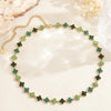 Collier Chance vert en acier inoxydable doré