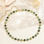 Collier Chance vert en acier inoxydable doré