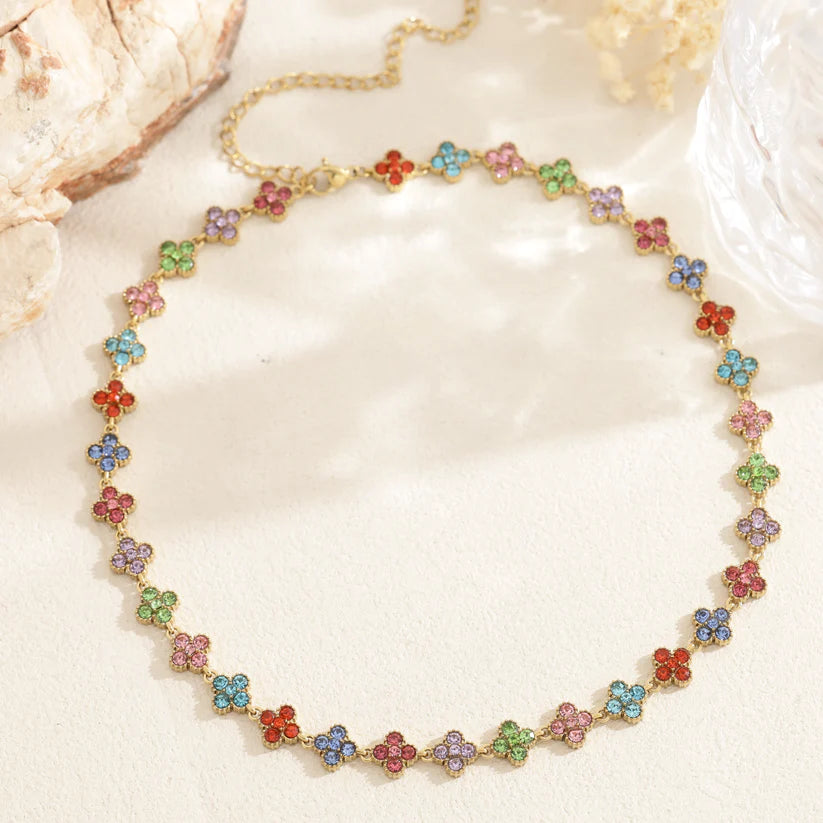 Collier Chance multicolore en acier inoxydable doré