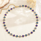 Collier Chance bleu en acier inoxydable doré