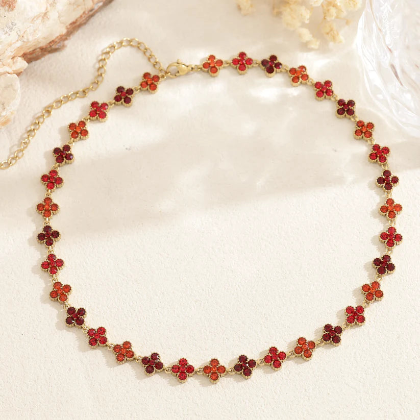 Collier Chance rouge en acier inoxydable doré