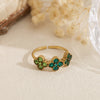 Bague Chance verte en acier inoxydable doré