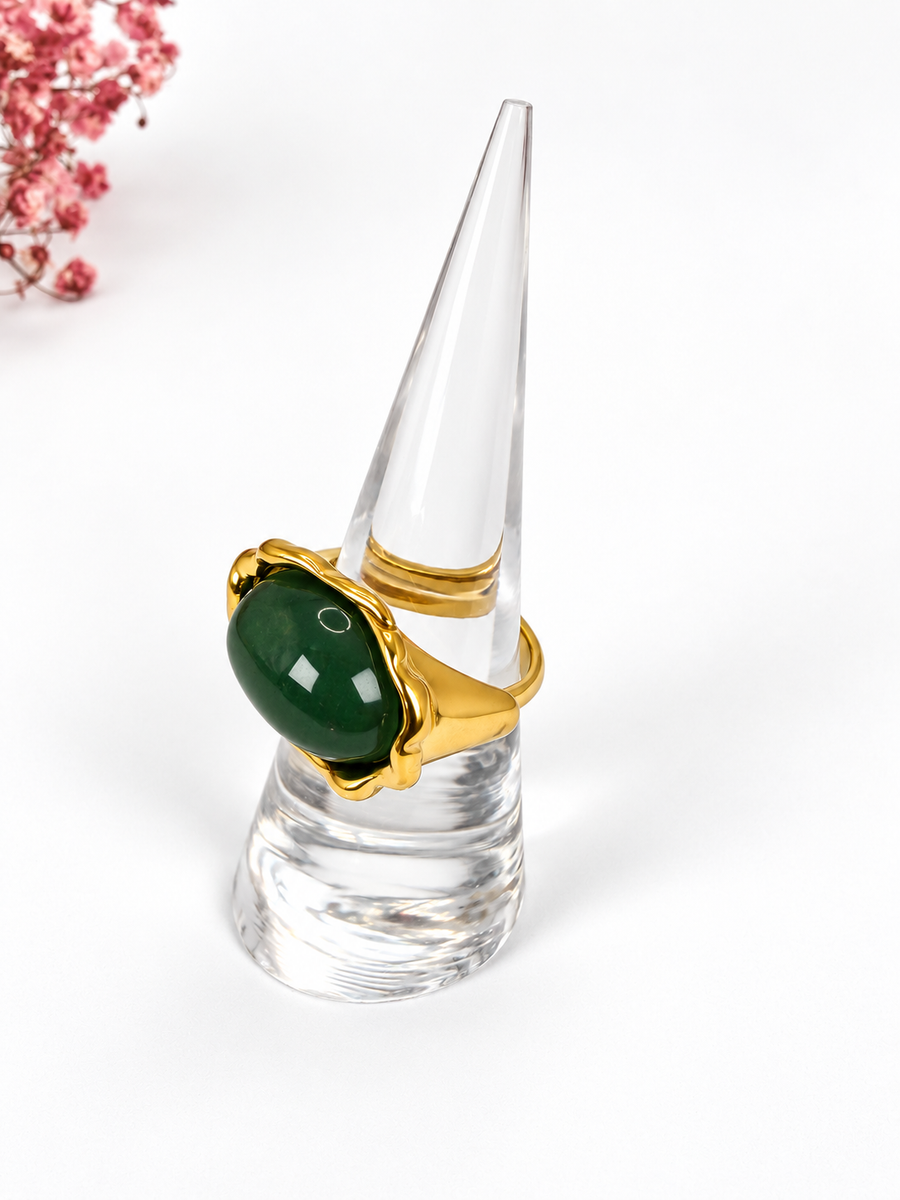 Verstelbare ring met gouden bloemen van roestvrij staal – motief 3 cm