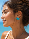 Boucles d’oreilles Étoile de Mer turquoise – Acier inoxydable doré