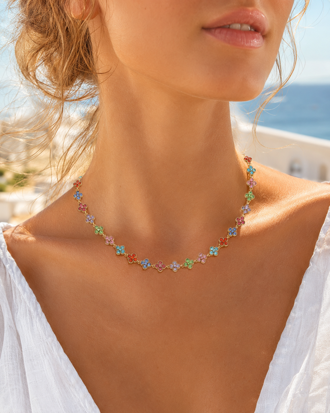 Collier Chance multicolore en acier inoxydable doré