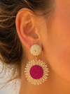 Ohrringe Sonne ecru und fuchsia Durchmesser 5 cm – Die schick-bohemische Eleganz des Sommers ✨🌺