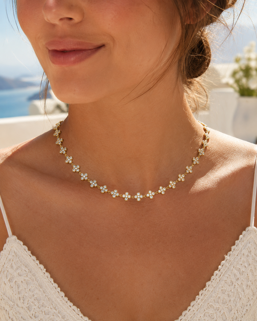 Collier Chance cristal en acier inoxydable doré