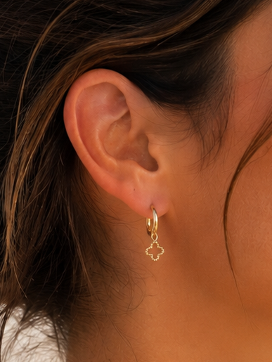 Boucles d’oreilles mini créoles trèfle doré – Acier inoxydable doré