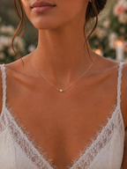 Chaîne de Dos et  Collier Perle et facettes en Acier Inoxydable – Élégance Minimaliste