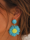 Blumen-Ohrringe blau und gelb, Durchmesser 4 cm – Der sonnige und böhmische Geist des Sommers 💙☀️