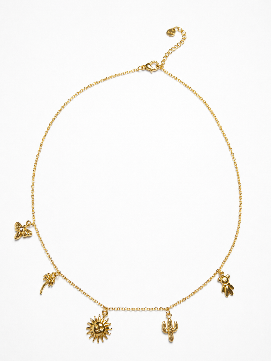 Collier charms bohème en acier inoxydable doré – esprit summer vibes