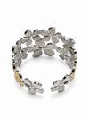 Bague fleurs bicolore en acier inoxydable – Réglable, largeur 1,5 cm