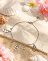 Bracelet de cheville argentée chaîne d’ancre et strass ajustable