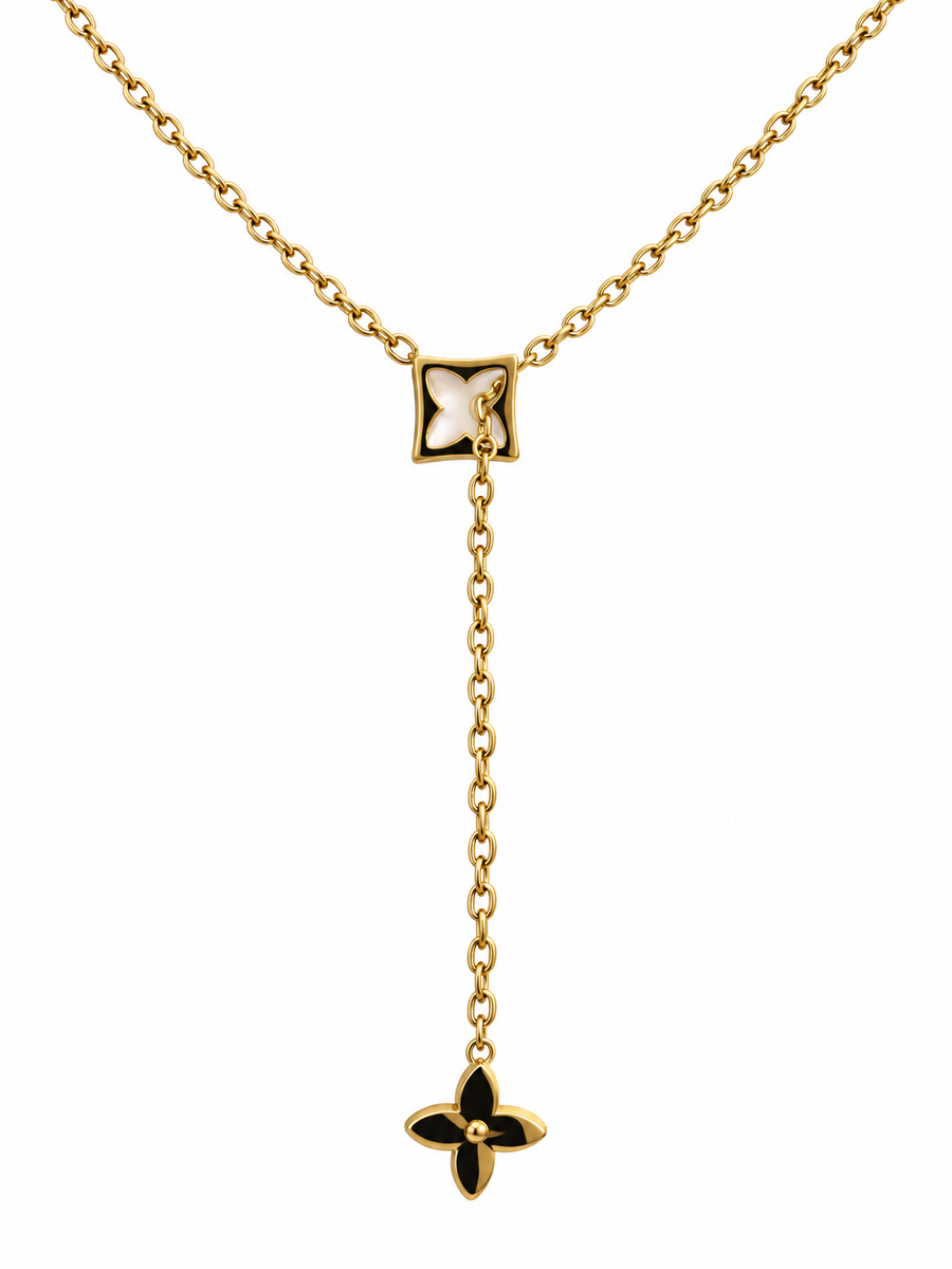 Verstellbare Lariat-Halskette mit Stern aus Edelstahl – Goldfarbene Kette mit Nordstern-Anhänger