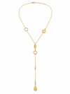 Collier Y doré martelées et détails cristaux - acier inoxydable – pendentif martelé &amp; cristaux