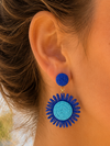 Boucles d’oreilles soleil bleues diamètre 5cm – L’éclat bohème chic de l’été 💙☀️