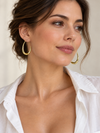Boucles d'oreilles créoles ovales ouvertes en acier inoxydable – Dorées ou argentées – 4 cm