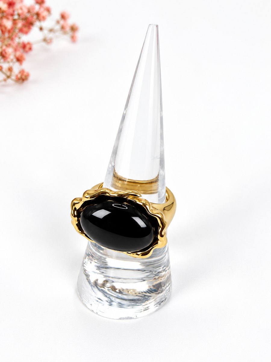 Verstelbare ring met gouden bloemen van roestvrij staal – motief 3 cm