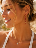 Boucles d’oreilles Chance rouges en acier inoxydable doré