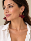 Boucles d'oreilles créoles dorées à fleurs ajourées en acier inoxydable – 5 coloris -4 cm