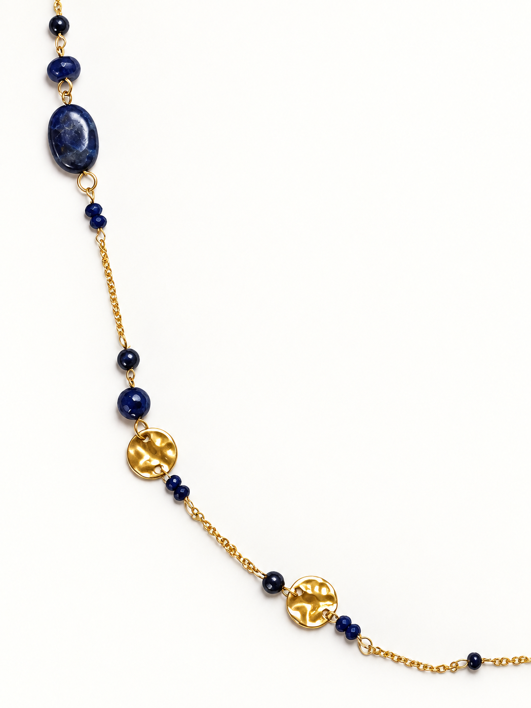 Lange Halskette mit bernsteinfarbenen und cremeweiß marmorierten Perlen – 83 cm + 5 cm