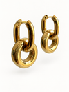 Boucles d’oreilles double anneau en acier inoxydable doré – 2,5 cm