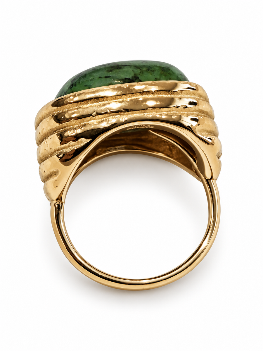 Bague avec pierre en acier inoxydable doré – 5 variantes, motif 2 cm