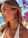 Boucles d’oreilles pendantes fleurs multicolores – Longueur 8 cm