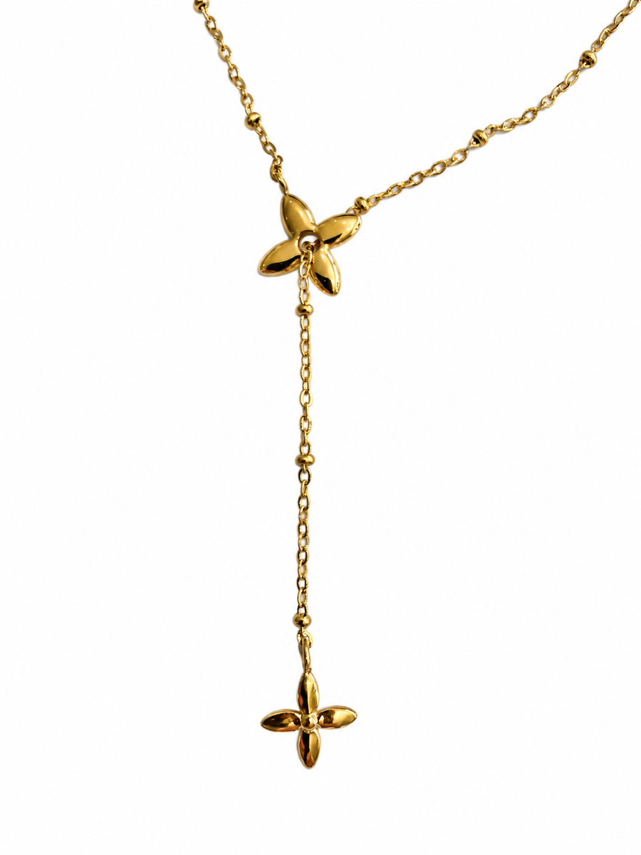 Verstellbare Lariat-Halskette mit Stern aus Edelstahl – Goldfarbene Kette mit Nordstern-Anhänger
