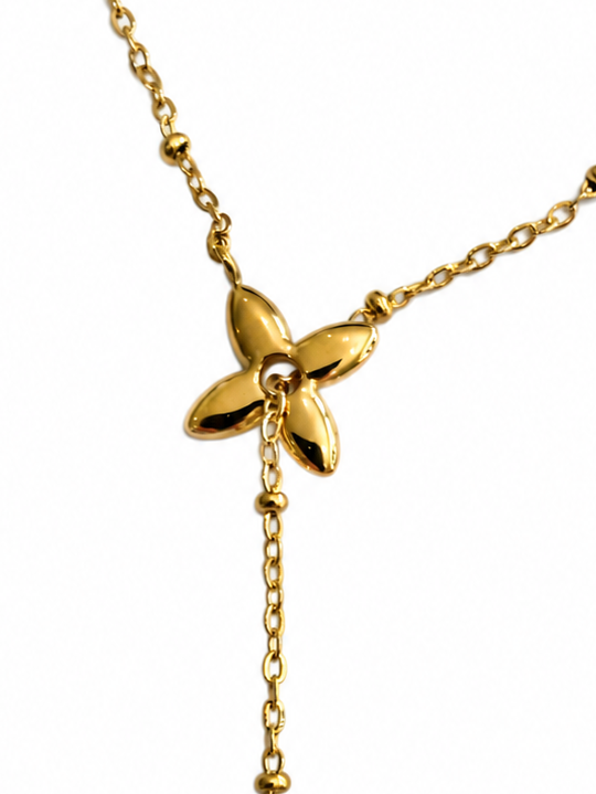 Verstellbare Lariat-Halskette mit Stern aus Edelstahl – Goldfarbene Kette mit Nordstern-Anhänger