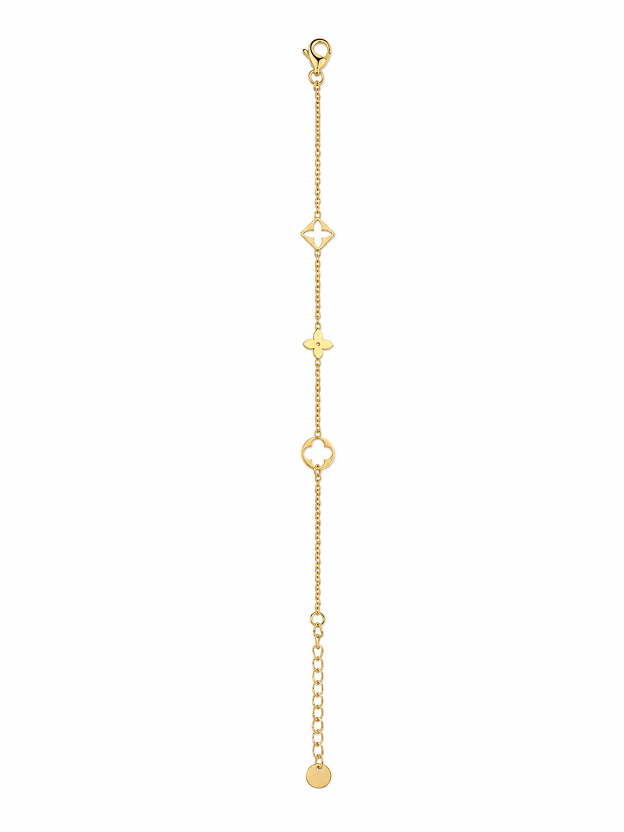 Bracelet fin femme en acier inoxydable doré – motifs ajourés tendance