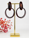 Boucles d'oreilles Clips Rondes creuses en Résine marron ou verte.