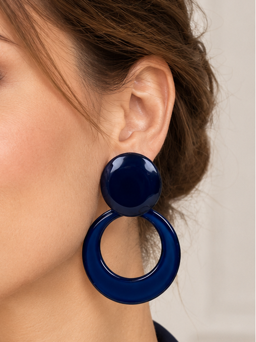 Boucles d’oreilles clips rondes en résine – 6,5 cm