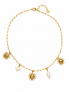 Collier charms soleil et perles en acier inoxydable doré – esprit bohème chic