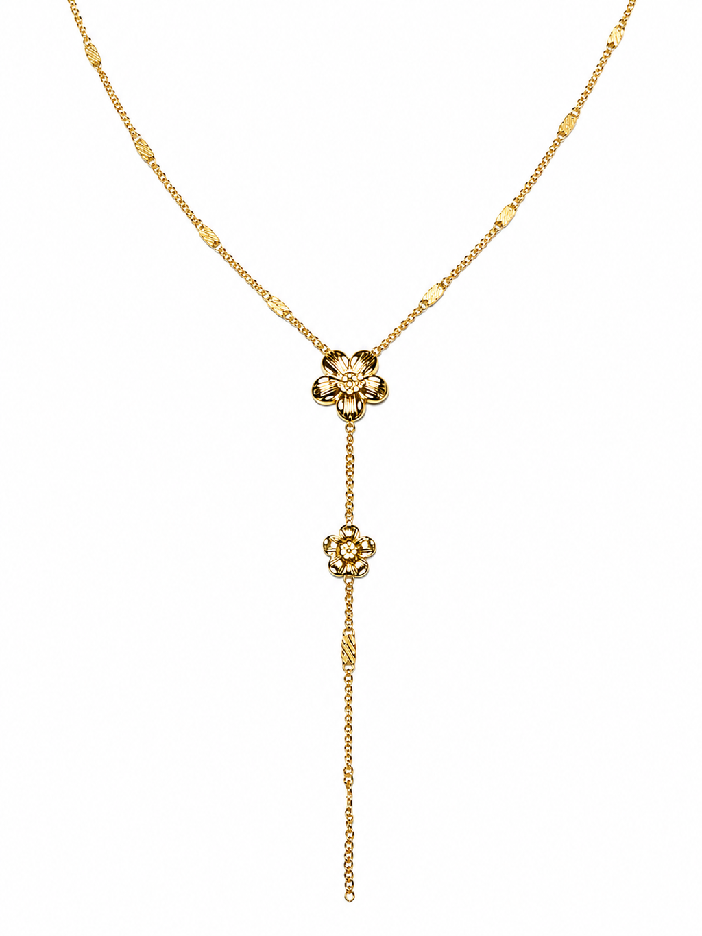 Collier Y fleur dorée en acier inoxydable – Élégance fine et tendance estivale