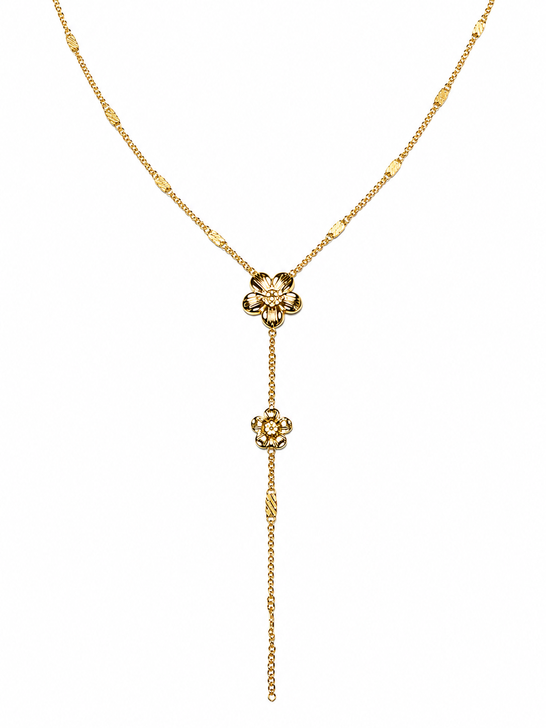 Collier Y fleur dorée en acier inoxydable – Élégance fine et tendance estivale