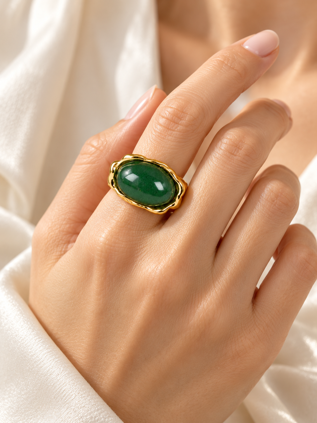 Verstellbarer Ring mit goldenen Blumen aus Edelstahl – Motiv 3 cm