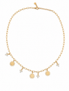 Collier pampilles soleil et perles en acier inoxydable doré – esprit bohème chic