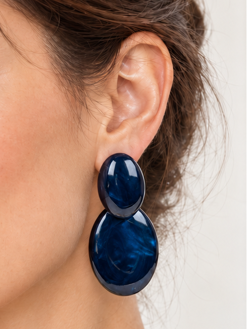 Boucles d’oreilles clips ovales en résine – 6,5 cm