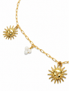 Collier charms soleil et perles en acier inoxydable doré – esprit bohème chic