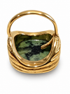 Bague avec pierre en acier inoxydable doré – 5 variantes, motif 2 cm