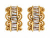 Boucles d'oreilles mini créoles dorées ajourées dentelles strass blanc – 1,5 cm