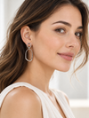 Boucles d’oreilles pendantes à anneaux irréguliers argentés – Acier inoxydable