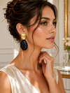 Boucles d'oreilles Clips Galets en Bois noir, marron ou bleu.