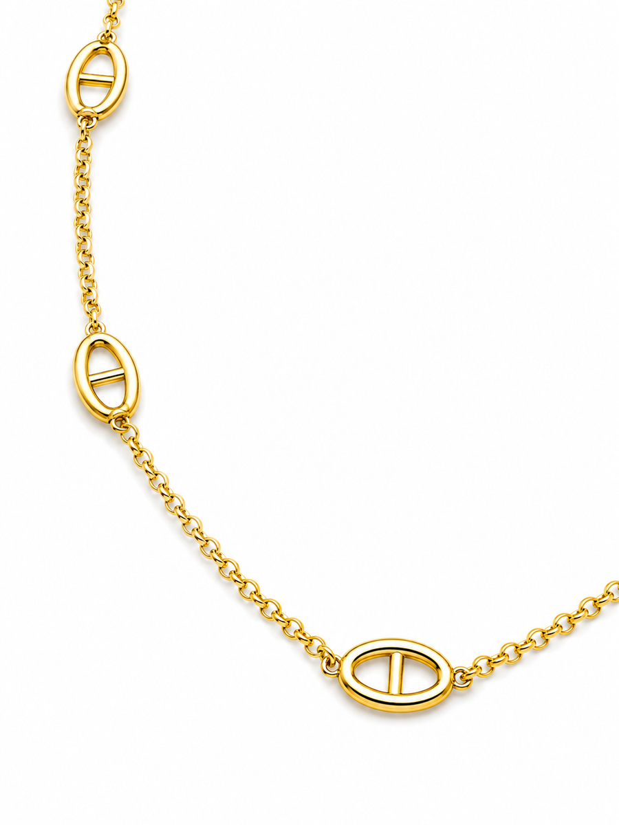 Collier sautoir chaîne d'ancre doré – acier inoxydable 92 cm