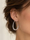 Boucles d'oreilles créoles ovales ouvertes en acier inoxydable – Dorées ou argentées – 4 cm